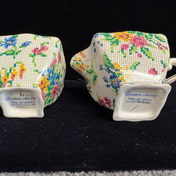 Vintage Chintz Royal Winton Queen Anne Creamer & Open Sugar bowl tea - B1354 - Picture 5 of 14